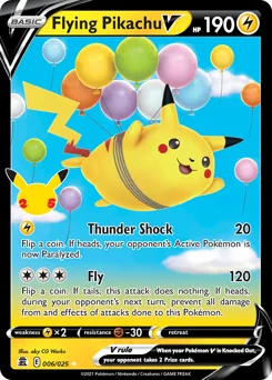 Flying Pikachu V Pokemon card from Celebrations, card number 6