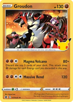 Groudon Pokemon card from Celebrations, card number 17