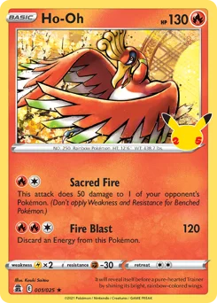 Ho-Oh Pokemon card from Celebrations, card number 1