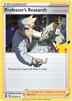 Professor's Research (Professor Oak) Pokemon card from Celebrations, card number 23