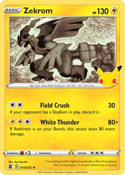 Zekrom Pokemon card from Celebrations, card number 10