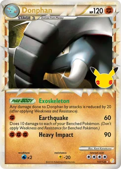 Donphan Pokemon card from Celebrations: Classic Collection, card number 107