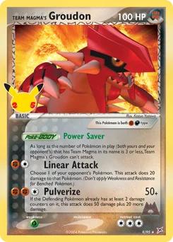 Team Magma's Groudon Pokemon card from Celebrations: Classic Collection, card number 9