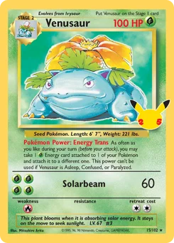 Venusaur Pokemon card from Celebrations: Classic Collection, card number 15