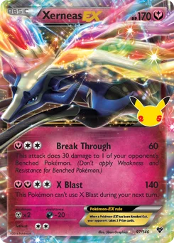 Xerneas-EX Pokemon card from Celebrations: Classic Collection, card number 97