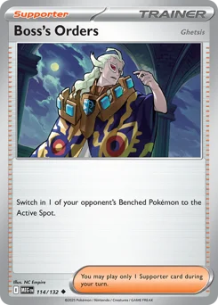 Boss's Orders Pokemon card from Mega Evolution, card number 114