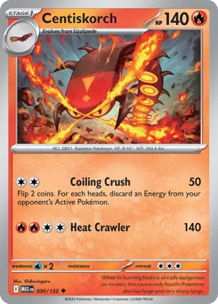 Centiskorch Pokemon card from Mega Evolution, card number 30