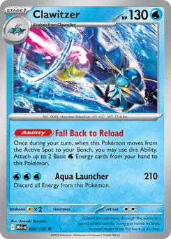 Clawitzer Pokemon card from Mega Evolution, card number 38