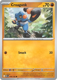 Croagunk Pokemon card from Mega Evolution, card number 78