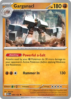 Garganacl Pokemon card from Mega Evolution, card number 84