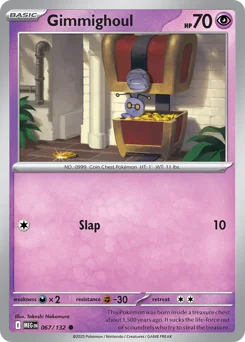 Gimmighoul Pokemon card from Mega Evolution, card number 67