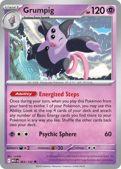 Grumpig Pokemon card from Mega Evolution, card number 63