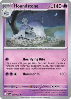 Houndstone Pokemon card from Mega Evolution, card number 66