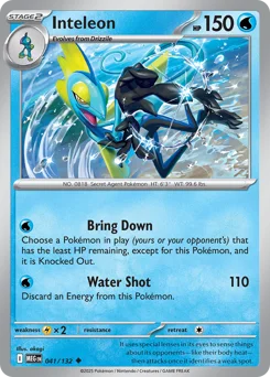 Inteleon Pokemon card from Mega Evolution, card number 41
