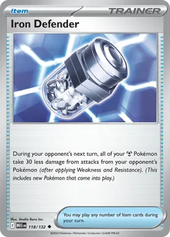 Iron Defender Pokemon card from Mega Evolution, card number 118