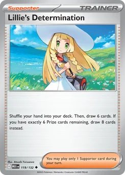 Lillie's Determination Pokemon card from Mega Evolution, card number 119