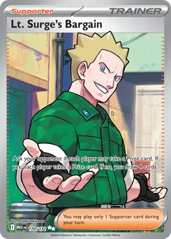 Lt. Surge's Bargain Pokemon card from Mega Evolution, card number 170
