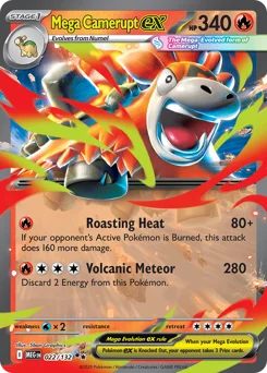 Mega Camerupt ex Pokemon card from Mega Evolution, card number 22