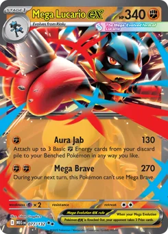 Mega Lucario ex Pokemon card from Mega Evolution, card number 77