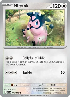 Miltank Pokemon card from Mega Evolution, card number 106