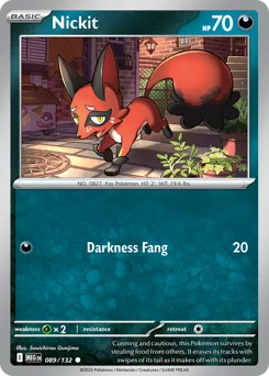 Nickit Pokemon card from Mega Evolution, card number 89
