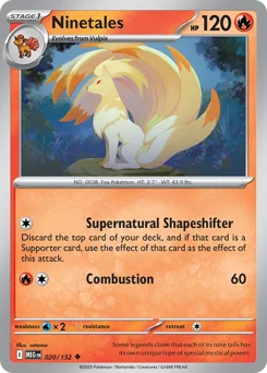 Ninetales Pokemon card from Mega Evolution, card number 20