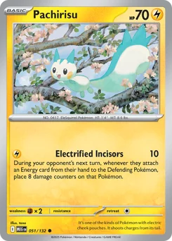 Pachirisu Pokemon card from Mega Evolution, card number 51