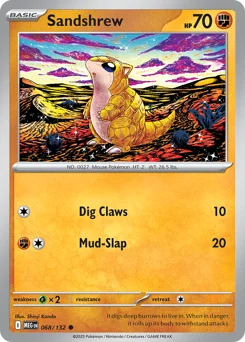 Sandshrew Pokemon card from Mega Evolution, card number 68