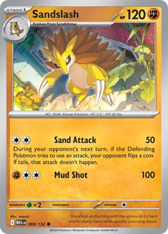 Sandslash Pokemon card from Mega Evolution, card number 69