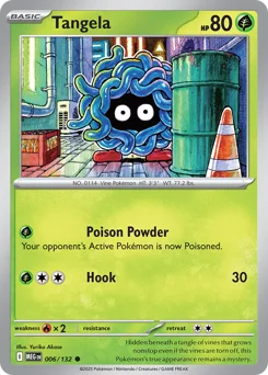 Tangela Pokemon card from Mega Evolution, card number 6