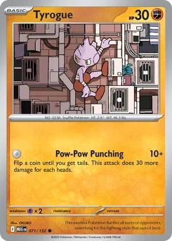 Tyrogue Pokemon card from Mega Evolution, card number 71