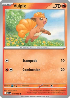 Vulpix Pokemon card from Mega Evolution, card number 19