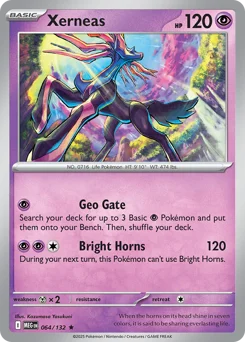 Xerneas Pokemon card from Mega Evolution, card number 64