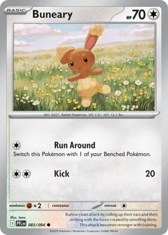 Buneary Pokemon card from Phantasmal Flames, card number 83