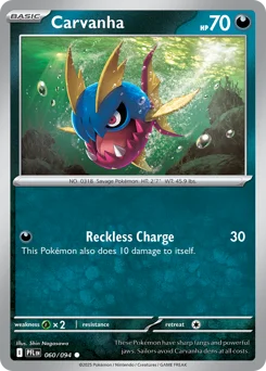 Carvanha Pokemon card from Phantasmal Flames, card number 60