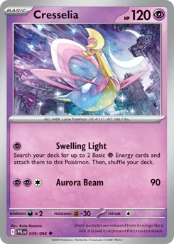 Cresselia Pokemon card from Phantasmal Flames, card number 39