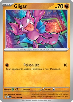 Gligar Pokemon card from Phantasmal Flames, card number 49