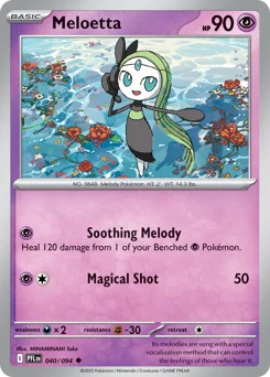 Meloetta Pokemon card from Phantasmal Flames, card number 40