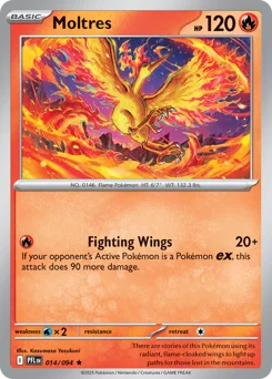 Moltres Pokemon card from Phantasmal Flames, card number 14