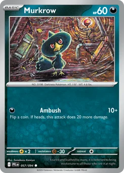 Murkrow Pokemon card from Phantasmal Flames, card number 57