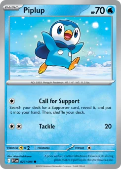 Piplup Pokemon card from Phantasmal Flames, card number 27