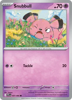Snubbull Pokemon card from Phantasmal Flames, card number 37