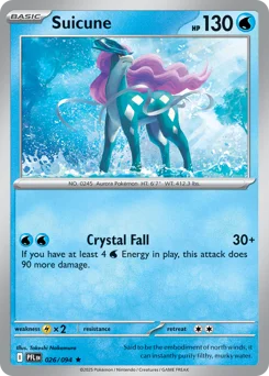 Suicune Pokemon card from Phantasmal Flames, card number 26