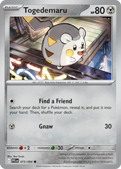 Togedemaru Pokemon card from Phantasmal Flames, card number 73
