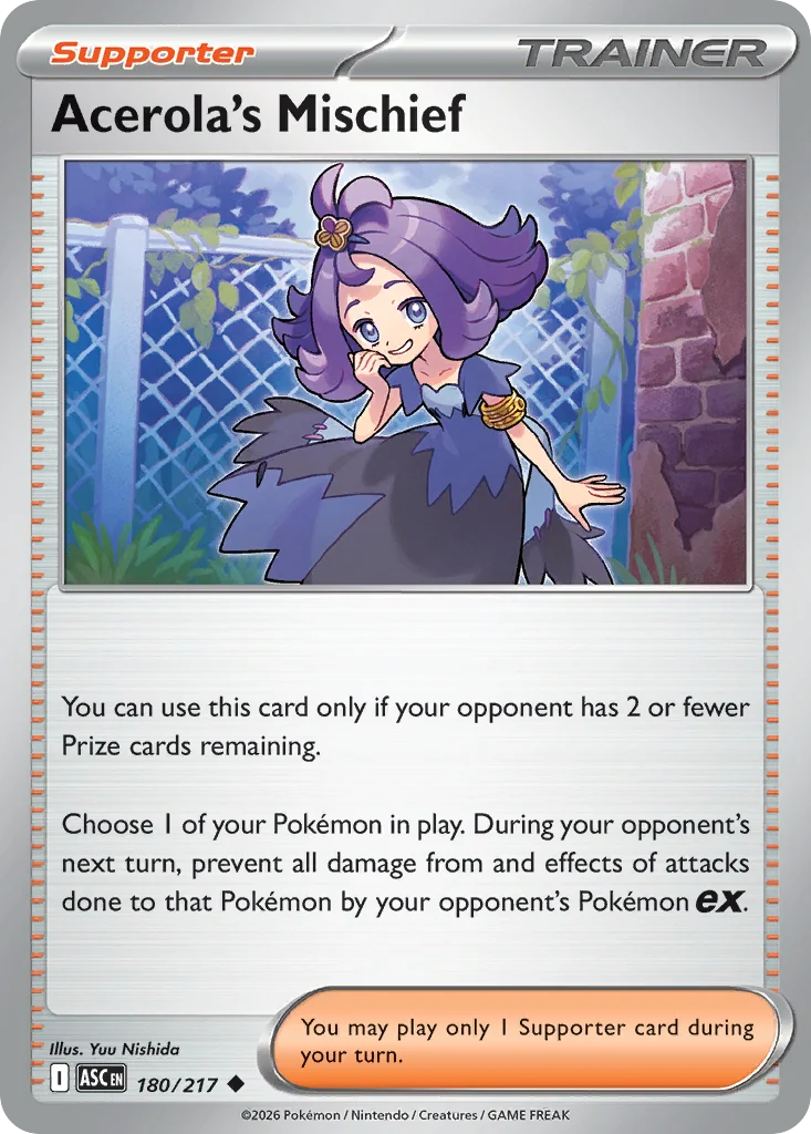Acerola's Mischief Pokemon card from Ascended Heroes, card number 180