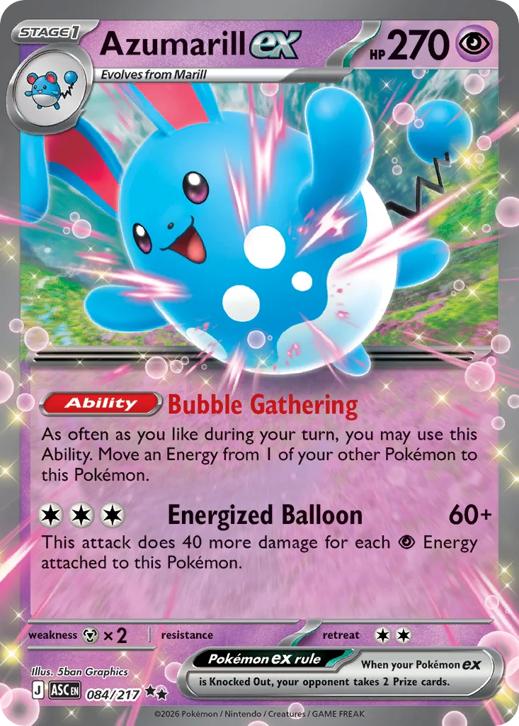 Azumarill ex Pokemon card from Ascended Heroes, card number 84
