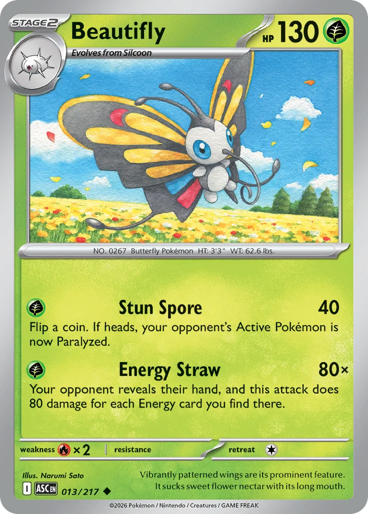 Beautifly Pokemon card from Ascended Heroes, card number 13