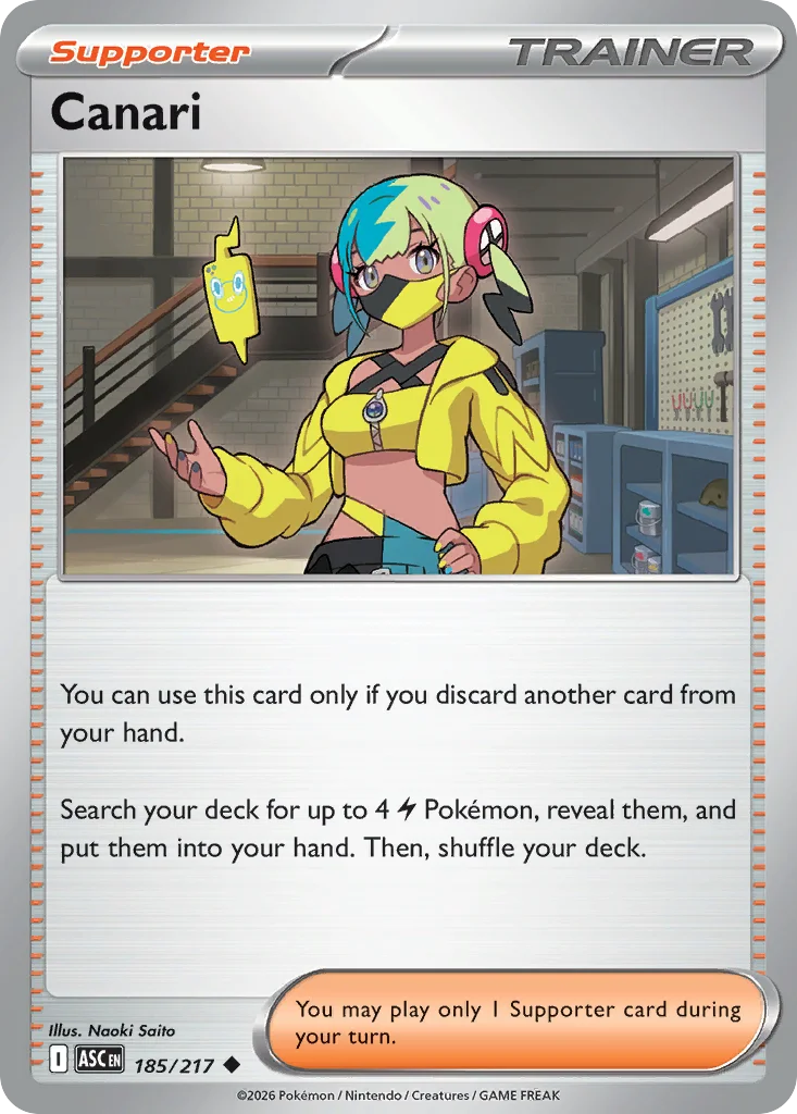 Canari Pokemon card from Ascended Heroes, card number 185