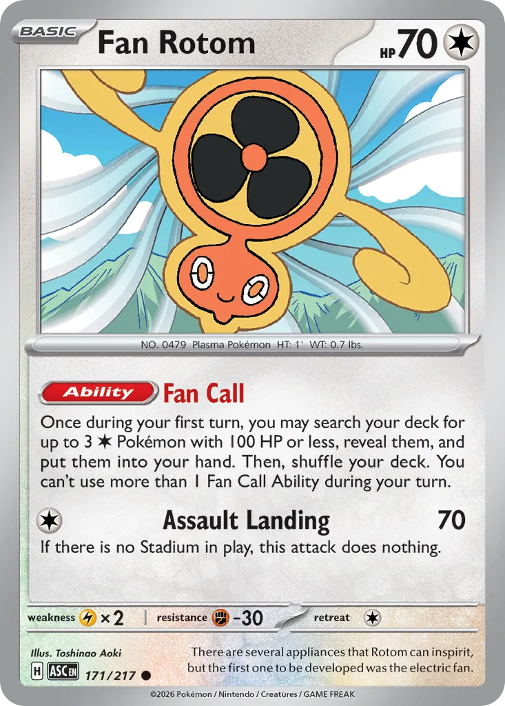 Fan Rotom Pokemon card from Ascended Heroes, card number 171