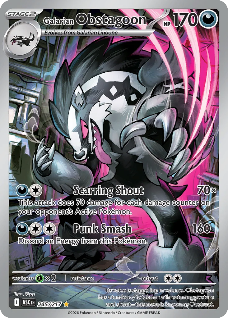 Galarian Obstagoon Pokemon card from Ascended Heroes, card number 245